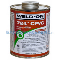 Клей 946 мл для изделий из ПВХ/ХПВХ для пром. трубопроводов, Weld-On 724, в банке с кисточкой